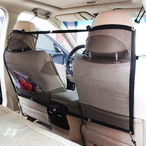 Yzki Auto Haustier Barriere Sicherheit Netz, Universell Auto Sicherheit Netz Hatchback Hund Netz Schutz Haustier Barriere Schutz für Hunde Katzen Welpe, 115X62cm (Schwarz)