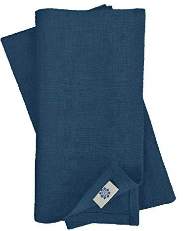 Linen & Cotton Set de 4 Servilletas de Tela Hygge - 100% Lino, Azul Oscuro (45 x 45 cm) Cuadradas Lavable para Hogar Cocina Comedor Cena Mesa de Centro Cumpleaños Boda Navidad Eventos