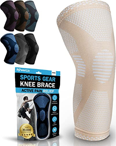 POWERLIX Athletics Kniebandage, Kompressionsbandage für Laufen, Joggen, Sport, Basketball, Gelenkschmerzen, Arthritis und Verletzungen, verbesserte Durchblutung