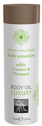 Körperöl Massage Öl 75ml essbar Verzehrbar mit Geschmack Kokosnuss & Ananas
