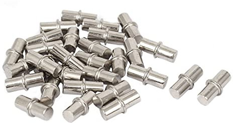 60 Stück Bodenträger aus Metall [Ø 5mm x Länge 17mm] für Einlegeböden | runde Regalstifte vernickelt aus Metall | Einlegeboden Halter mit Bund für Küche, Schrank, Bücherregal | Möbelbodenträger