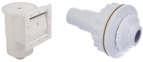 Gre AR100 Skimmer para Piscina Estándar + Válvula de Impulsión, Color Blanco + AR503 Boquilla de Impulsión para Piscinas Desmontables
