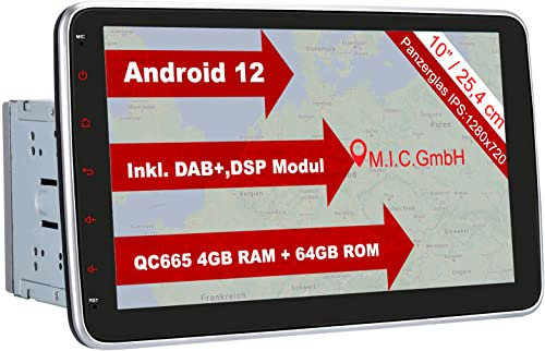 M.I.C. AU10 Android 13 Autoradio mit navi Qualcomm Snapdragon 665 6G+64G: DSP DAB+ BT 5.0 WLAN 10 Bildschirm USB sd GPS doppel 2 DIN OBD universal Gerät Ersatz für VW Toyota KIA Nissan Hyundai FIAT