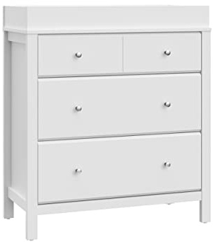 Storkcraft Horizon 3 Drawer Chest with Changing Topper (White) – GREENGUARD Gold Certified, Includes Removable Changing Table Topper, Chest of Drawers for Nursery & Kids Bedroom