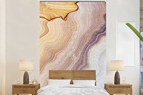 MuchoWow Papier peint Marbre - Texture - Grès - Or - Aspect marbre Papier peint photo 155x240 cm Papier peint imprimé