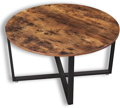holz4home® Couchtisch Indie I Runder Wohnzimmertisch Ø88cm I Industrial-Look Braun I Vintagetisch Teetisch Vintage Sofatisch I Moderner Beistelltisch Fernsehtisch