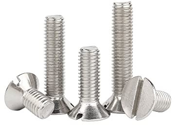 5/10/20/30 Stück M5 M6 M8 M10 Länge 8-60 mm Schlitz-Flachkopf-Maschinenschraube Metrisches Gewinde Senkkopfschraube 304 Edelstahl (Color : 16mm (10pcs)_M6)