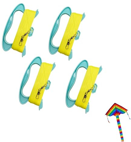 QIUMING 4 Stück Drachenschnur Drachenrolle 100m Schnurdrachen Kites Seilwinde für Drachen Kite String with Kite Handle Drachenschnur Spule Kit für Familien- und Team-Outdoor-Aktivitäten (Grün)