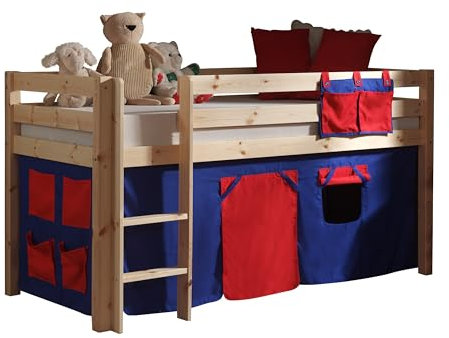 möbelando Spielbett >Pino< in Kiefer massiv Natur lackiert - 210x114x106 (BxHxT)