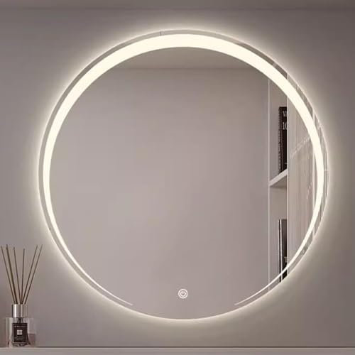 Specchio Retroilluminato for Bagno Specchio Rotondo a Led Specchio Illuminato Specchio a Mezzaluna con Luci Specchi da Parete Moderni Dimmerabile, CRI 90+ ( Color : A-Infinitely dimmable , Size : 50CM