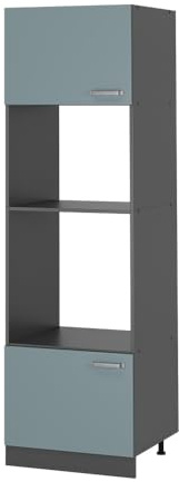 Vicco Mikrowellenschrank R-Line, Blau-Grau, 60 cm | 2 Türen · ✓ Backofennische · ✓ Mikrowellennische · Höhenverstellbare Füße · ✓ Frei kombinierbar
