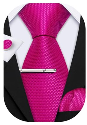 Barry.Wang Seiden-Krawatten Business mit Taschentuch und Manschettenknöpfen, Krawatten Set für festliche Hochzeit