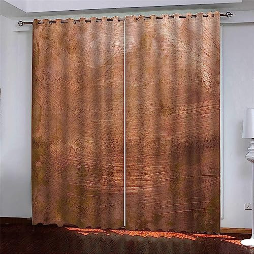 Vorhang Blickdicht Gardinen Mit Ösen - 2 Stücke 300 X 280 cm Verdunklungsvorhänge 3D Einfarbig Rote Erde Muster Thermovorhang Für Kinderzimmer Schlafzimmer Weihnachtsgardinen-9C9V+G2Y