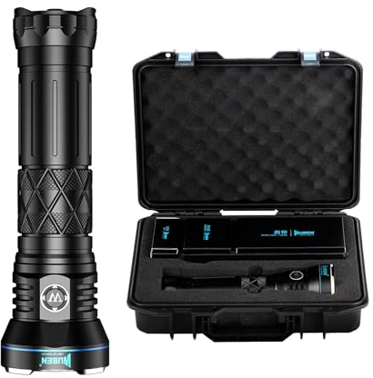WUBEN A9 Taschenlampe, wiederaufladbar, 12000 Lumen, hohe Leistung, Strahlabstand von 1378 Fuß, Akkulaufzeit von 552 Stunden, Typ-C, 10200 mAh, mehrere Modi, wasserdicht, IP68