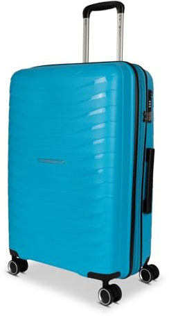 Franky 4-Rad Koffer mit TSA Schloss, Trolley im coolen Look, funktionaler Hartschalen Koffer, Reisegepäck, Reisetasche für Urlaub, Ferien und Abenteuer (Light Blue, M-mittlerer Koffer 69 cm)