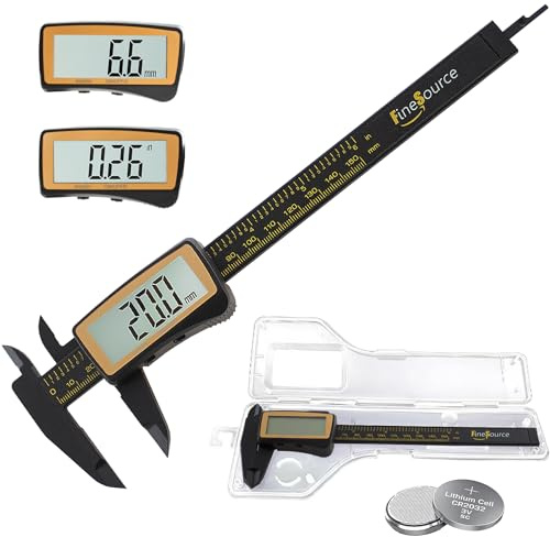 FineSource Digital caliper, measuring tool with large display, conversion caliper from to metric units, 0-6 inch/150mm, carbon fiber, auto shutdown, tool