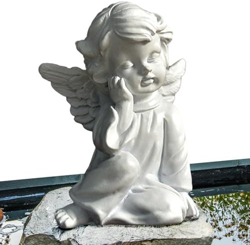 Statua da giardino con ali d'angelo, ornamento da giardino in resina, ornamento da giardino d'angelo, scultura impermeabile, statua da giardino, ali d'angelo, statua da giardino per interni ed