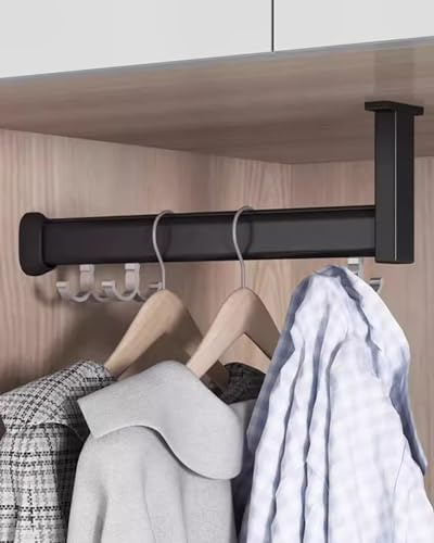 Barra Appendiabiti Regolabile in Altezza per Armadio - A Forma di L, Lunga 15 Cm - 140 Cm, con Kit Completo, Asta Porta Abiti in Metallo Espandibile (15 Cm (5 7