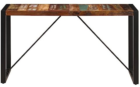 HEFZGDB Esstisch 140x70x75 cm Altholz Massiv Konferenztisch Esstisch Campingtisch Konsolentisch Schmal für Küche Speisesaal Balkon Garten