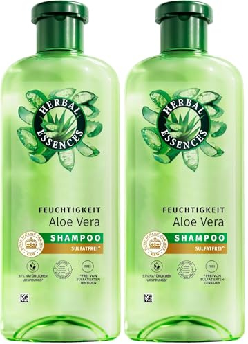 Herbal Essences Feuchtigkeits Shampoo mit Aloe und Jasminduft 350ml. Von sehr trockenem zu glänzenden Haar, Ohne Silikone, ohne sulfatierte Tenside, Mit Inhaltsstoffen natürlichen Ursprungs, Vegan