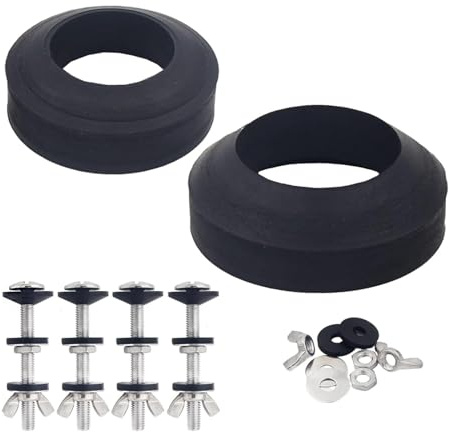 Kit di guarnizioni universali per serbatoio WC a vasca, 2 tipi di guarnizioni e 4 set di bulloni, per valvola di scarico WC da 5,1 cm e 7,6 cm
