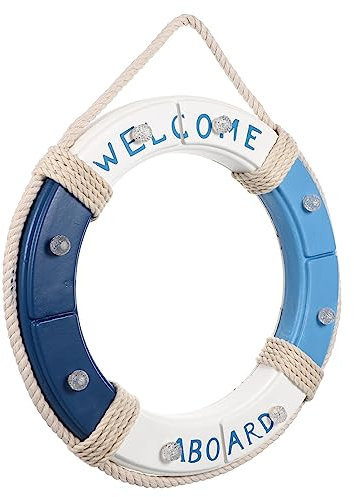 DECHOUS Life Rettungsring Aus Holz 32 cm Weiße Dekorativer Rettungsring Zarter Rettungsring Boje Für Party-Dekoration