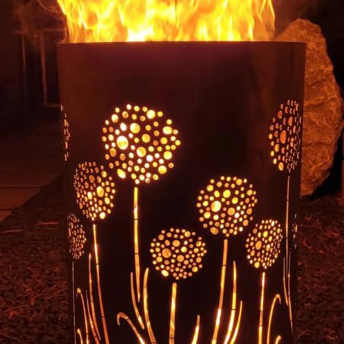 TiKo-Design® Feuertonne Feuerkorb mit Pusteblume Motiv