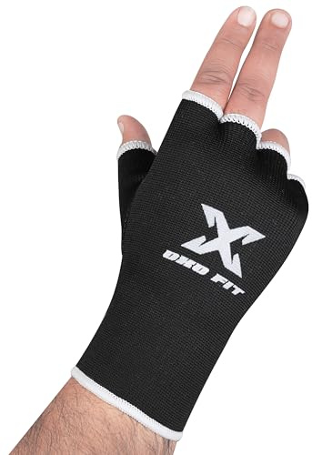 Fasce Sottoguanti Boxe con Gel – Guanti Interni Elastici Imbottiti, Supporto Polso Lungo con Chiusura a Strappo, Protettori da Pugno per MMA, Muay Thai, Kickboxing e Sacco da Boxe (Nero, Large)