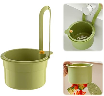 Sieb für Spülbecken Hängend, Einstellbare Spülbecken Sieb zum Aufhängen, Multifunktionaler Abtropfkorb Waschbecken, Abtropfsieb Spülbecken Filterkorb zum Waschen für Küchenspülen (1 Grün)