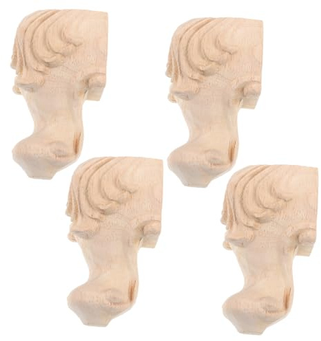 Operitacx Piedini Per Mobili in Legno Vintage 4 Pezzi Gambe Goffrate Per Tavoli Divani Armadietti Decorativi Antiscivolo Protezione Pavimento
