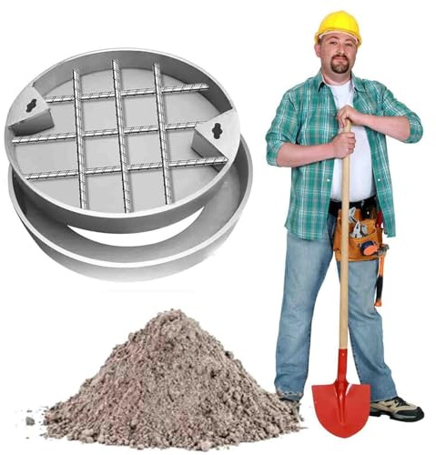Couvercle de regard Couvercle De Regard Encastré Et Cadre Rond 200 250 300 350 400 450 500 550 600 700 800 900 MM, Couvercles De Fosse Septique Invisibles Pour Allée Piétonne(Dia 200MM)