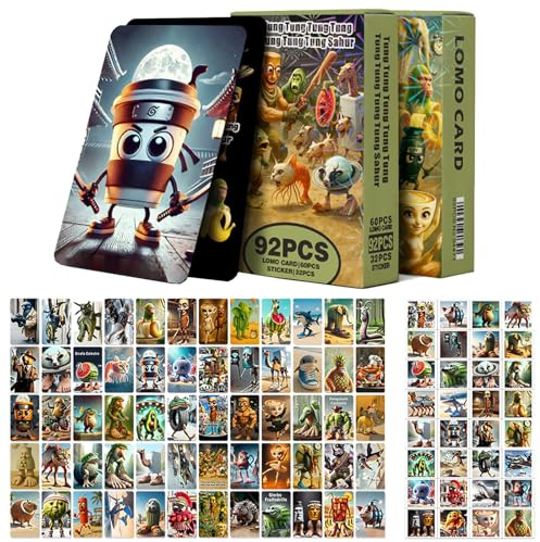 WENAUANG Jeu de Cartes à Collectionner Italian Brainrot, Inclure 60 Cartes à Collectionner et 32 Autocollants, Brainrot Figurine Cartes, Cadeau Parfait pour Adolescents, FêTes et Anniversaires