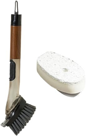 Limpiador de platos con dispensador de jabón | Cepillo ergonómico de limpieza de platos | Depurador dispensador de jabón para cocina | Cepillo para fregadero de ollas | Utensilios de cocina, vajilla y