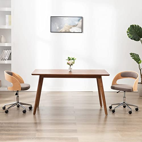 Qnhdfrt Esszimmerstuhl Drehbar mit Stoffbezug und Bugholzrahmen Taupe – Bequemer Drehstuhl für Küche, Esszimmer und Wohnzimmer
