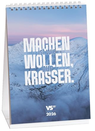 Visual Statements – Motivation Tischkalender 2026 – Monatstischkalender A5 mit 12 motivierenden Sprüchen – Aufstellkalender mit zweiseitigem Design – Büro & Homeoffice