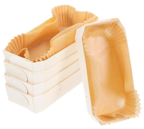 Moule à Gâteau Bateau en Bois pour Four, Lot de 5 Set de Set, Beige | Papier Cuisson Antiadhésif, Répartition Homogène Chaleur, Boîte D'emballage pour Gâteau