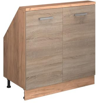 Vicco Küchenschrank für Dachschrägen R-Line, Sonoma/Goldkraft Eiche, 80 cm mit 2 Türen