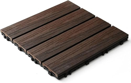 Patio extérieur parquetant les tuiles de plate-forme de verrouillage plate-forme de jardin au bord de la piscine intérieur extérieur facile à assembler(Rosewood)