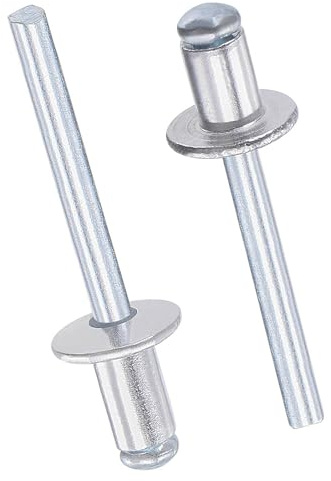 TOP-VIGOR 50 remaches ciegos de aluminio de 6 mm x 10 mm, remaches pop para metal con mandril, remaches de cabeza plana de extremo abierto para bricolaje, muebles y fijación general