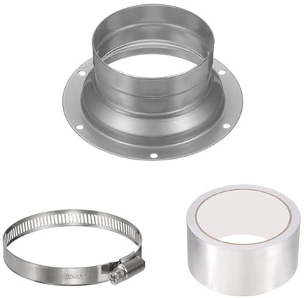 PATIKIL 3 Inch Duct Connector Flange, Galvanized Iron Straight Pipe Flange Interface Air Duct Connector with Clamp for Air Heating Cooling Ventilation HVAC System, Silver