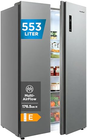 Comfee RCS536LS01EU(E) Frigorífico Combinado No Frost de 553 Litros, 347 L Nevera + 206 L Congelador, Doble Puerta, Sin Escarcha, Eficiente, Espacioso para Familia, Gris plateado