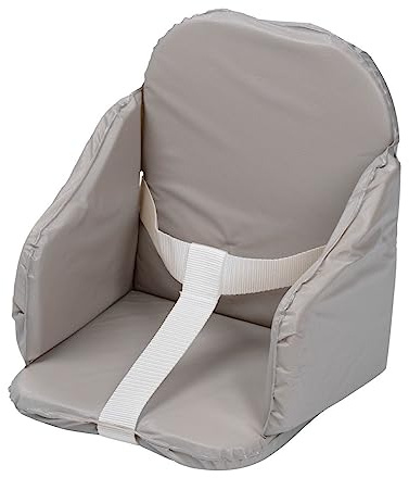TINÉO - Coussin De Chaise Haute Bébé - PVC - Sangles De Sécurité - Facile à Laver - Fabriqué En France - 27x26x33cm (Gris)