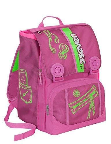 SEVEN Zaino scuola COLORFUL GIRL - Rosa Verde - estensibile - SERIGRAFIA FOTOLUMINESCENTE - 28 LT - elementari e medie inserti rifrangenti