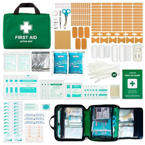 220 Piece Premium First Aid Kit Bag - Includes Eyewash, 2 x Cold (Ice) Packs and Emergency Blanket for Home, Office, Car, Caravan, Workplace, Travel and Sports