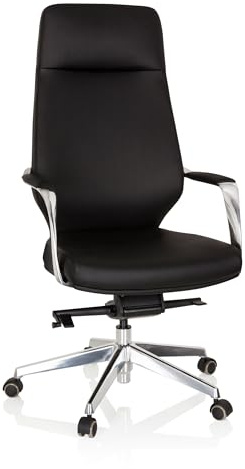 hjh OFFICE 600983 Eleganter Chefsessel Velvet Kunstleder Schwarz Bürosessel mit hoher Rückenlehne
