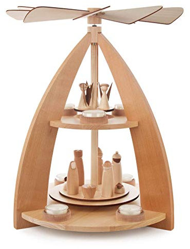 Rudolphs-Schatzkiste Pyramid 1 Levels Christi-Geburt For Tea Light Bxhxt 33x42x33cm New Erzgebirge Holzpyramide Christmas Pyramid