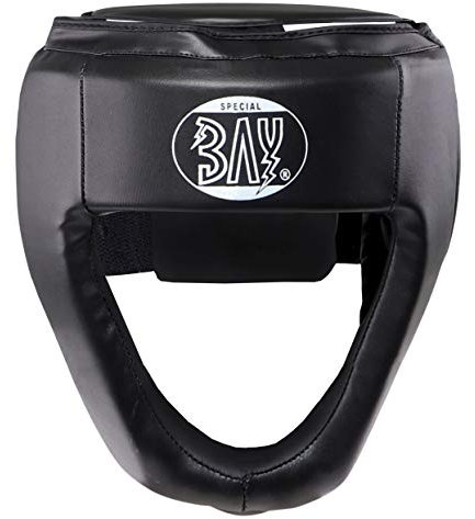Bay Kopfschutz Full Chin Leder PU Kopfschützer Vollkontakt Boxen MMA Kickboxen Muay Thai Thaiboxen, Krav MAGA Kampfsport Sparring Boxhelm (M)