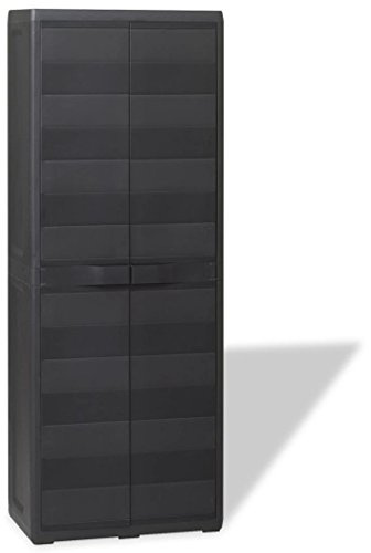 Tidyard Gartenschrank Kunststoff 3 Verstellbaren Regalen Besenschrank Putzschrank Kunststoffschrank Terrassenschrank Allzweckschrank Outdoor Schrank, 65x38x171 cm Schwarz