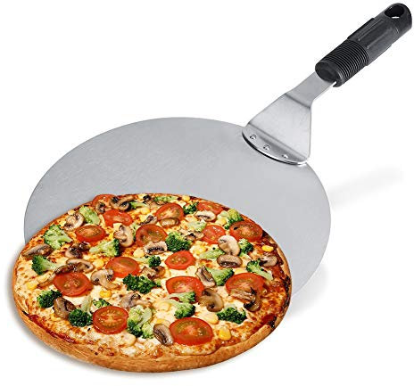 Stainless Steel Pizza Spatula with Handle, 10in Round Pizza Turning Peel Paddle Cake Lifter for Kitchen Restaurant Baking