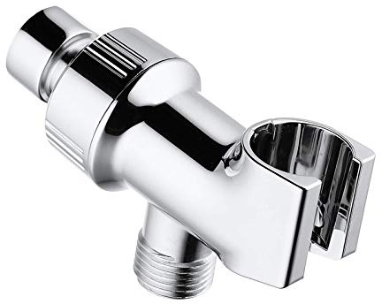 Universal Shower Head Holder for Hand Held Showerheads, Adjustable Shower Arm Mount Bracket with Brass Pivot Ball, Shower Head Connector - Chrome
